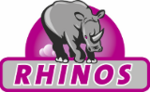 laufendes graues Nashorn, dass Zeichen des SV Rhinos 